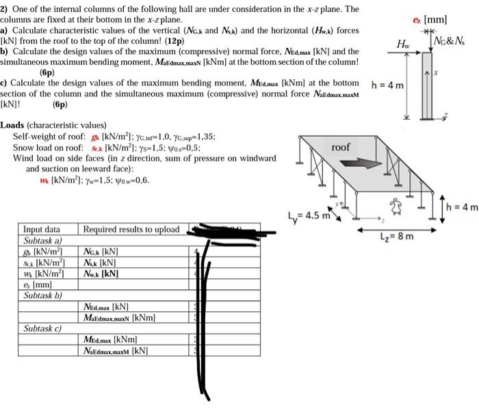 2) One of the internal columns of the following hall | Chegg.com