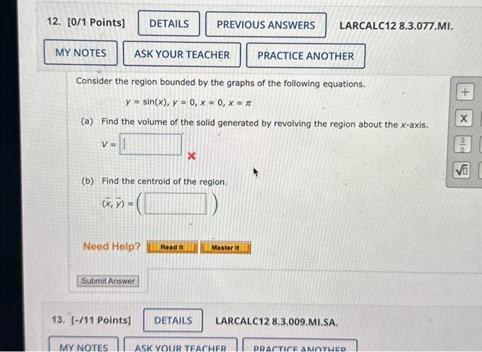 Solved Consider the region bounded by the graphs of the | Chegg.com