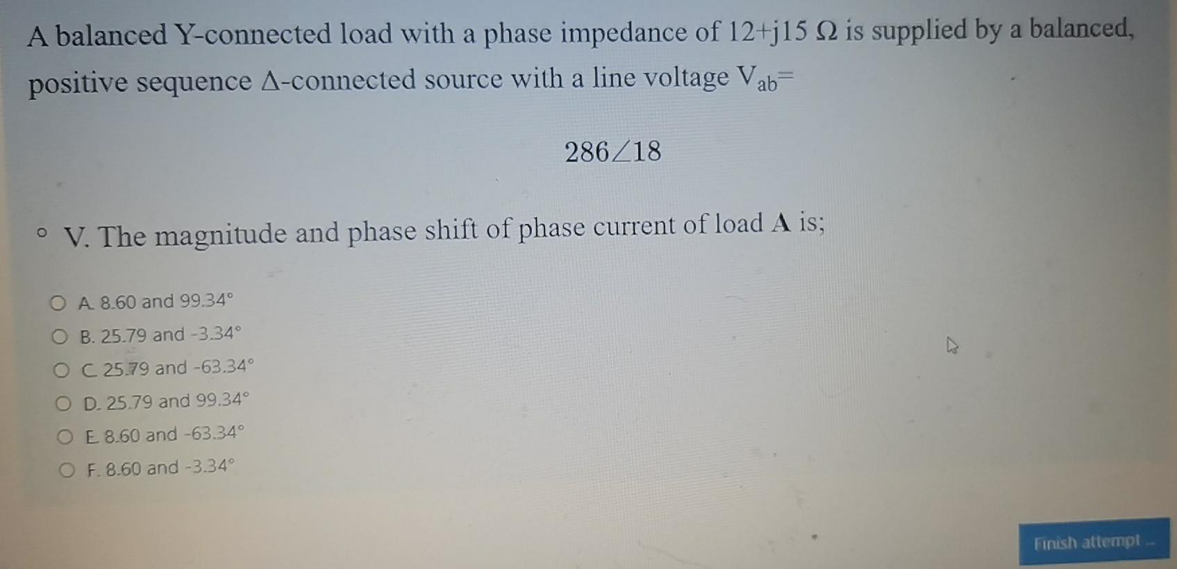 Solved A balanced Y-connected load with a phase impedance of | Chegg.com