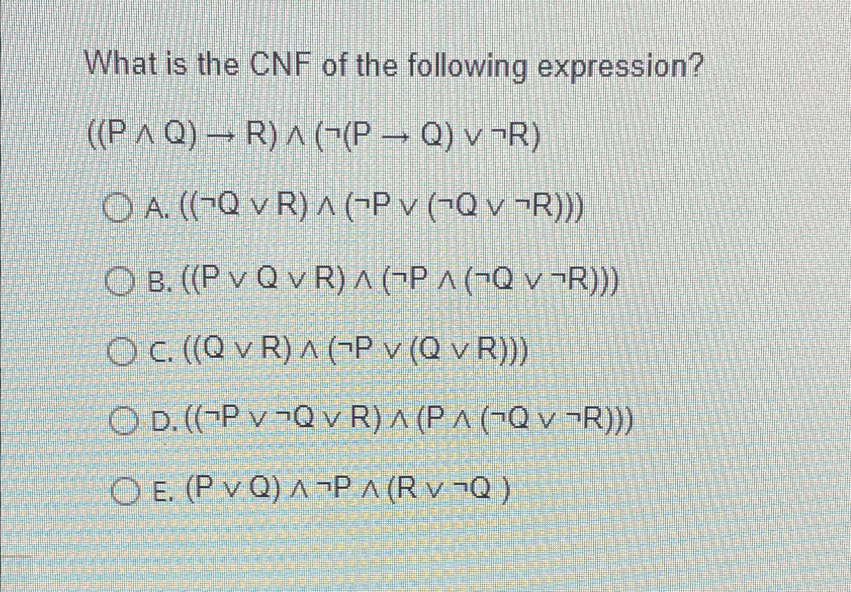 What is the CNF of the following | Chegg.com