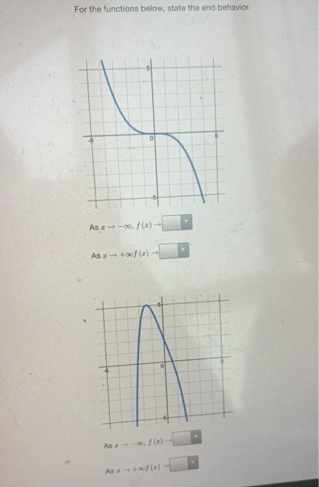 Solved For the functions below, state the end behavior. 0 As | Chegg.com