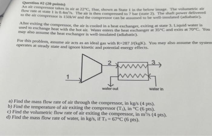 Solved Question 12 (20 points) An air compressor takes in | Chegg.com