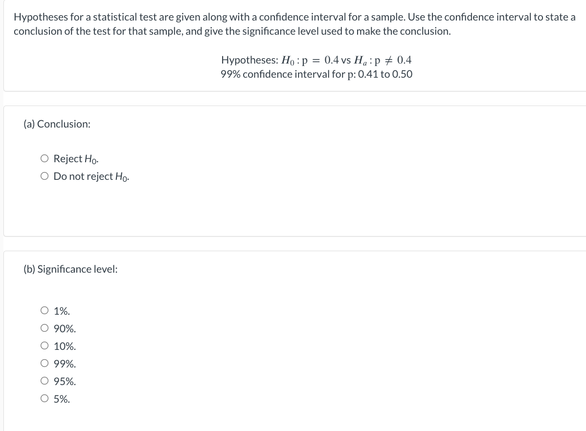 Solved Hypotheses for a statistical test are given along | Chegg.com