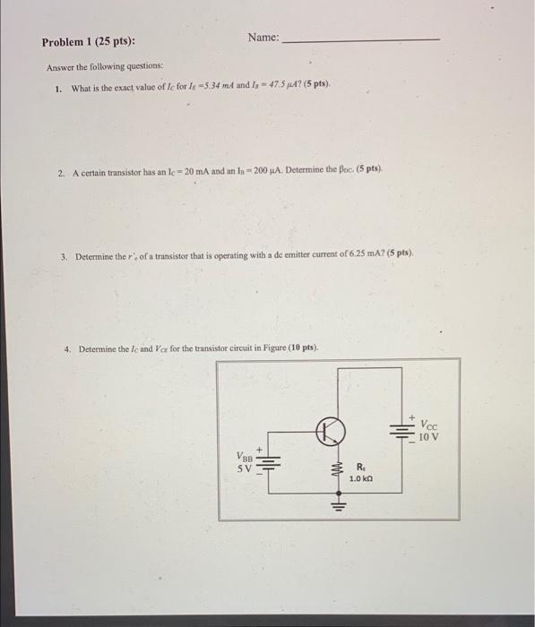 Solved Problem 1 (25 Pts): Name: Answer The Following | Chegg.com ...