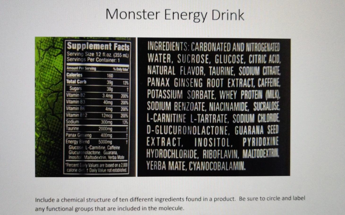 monster ingredient label