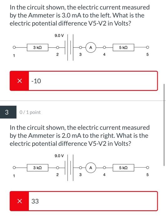 Solved In the circuit shown, the electric current measured
