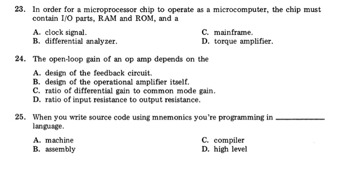 Solved 23. In Order For A Microprocessor Chip To Operate As | Chegg.com