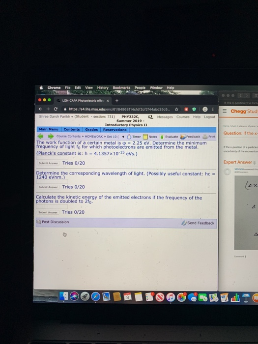 Solved Chrome File Edit View History ORAN Bookmarks People | Chegg.com