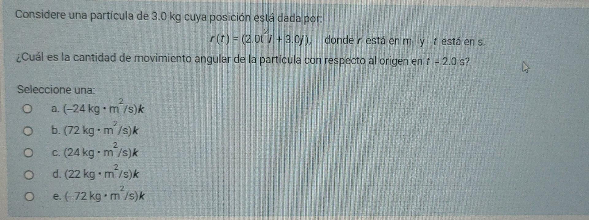 Solved Considere una partícula de 3.0 kg cuya posición está | Chegg.com