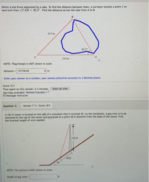 Solved Points A and B are separated by a lake. To find the | Chegg.com