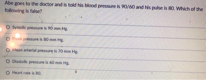 Abe Goes To The Doctor And Is Told His Blood Pressure Chegg Com