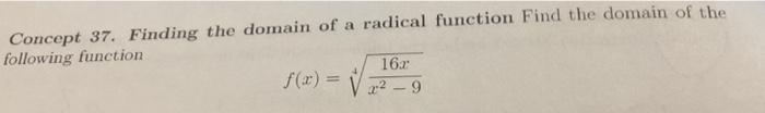 Solved Concept 37. Finding the domain of a radical function | Chegg.com