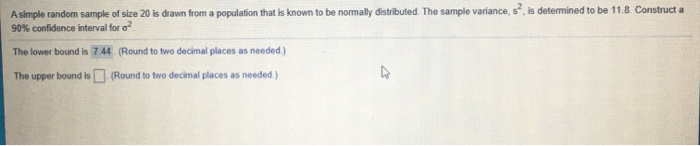 Solved A simple random sample of size 20 is drawn from a | Chegg.com
