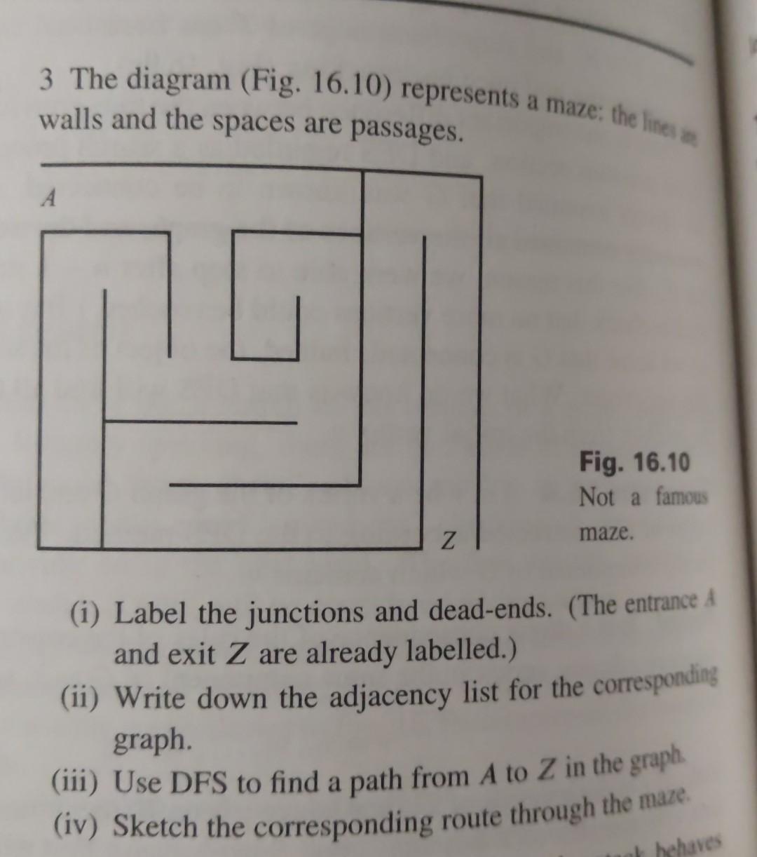 Solved 3 The diagram (Fig. 16.10) represents a maze: the | Chegg.com
