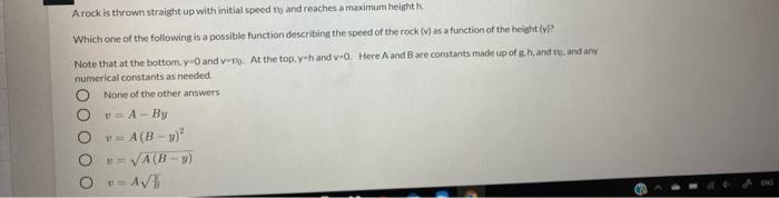Solved A rock is thrown straight up with initial speed and | Chegg.com