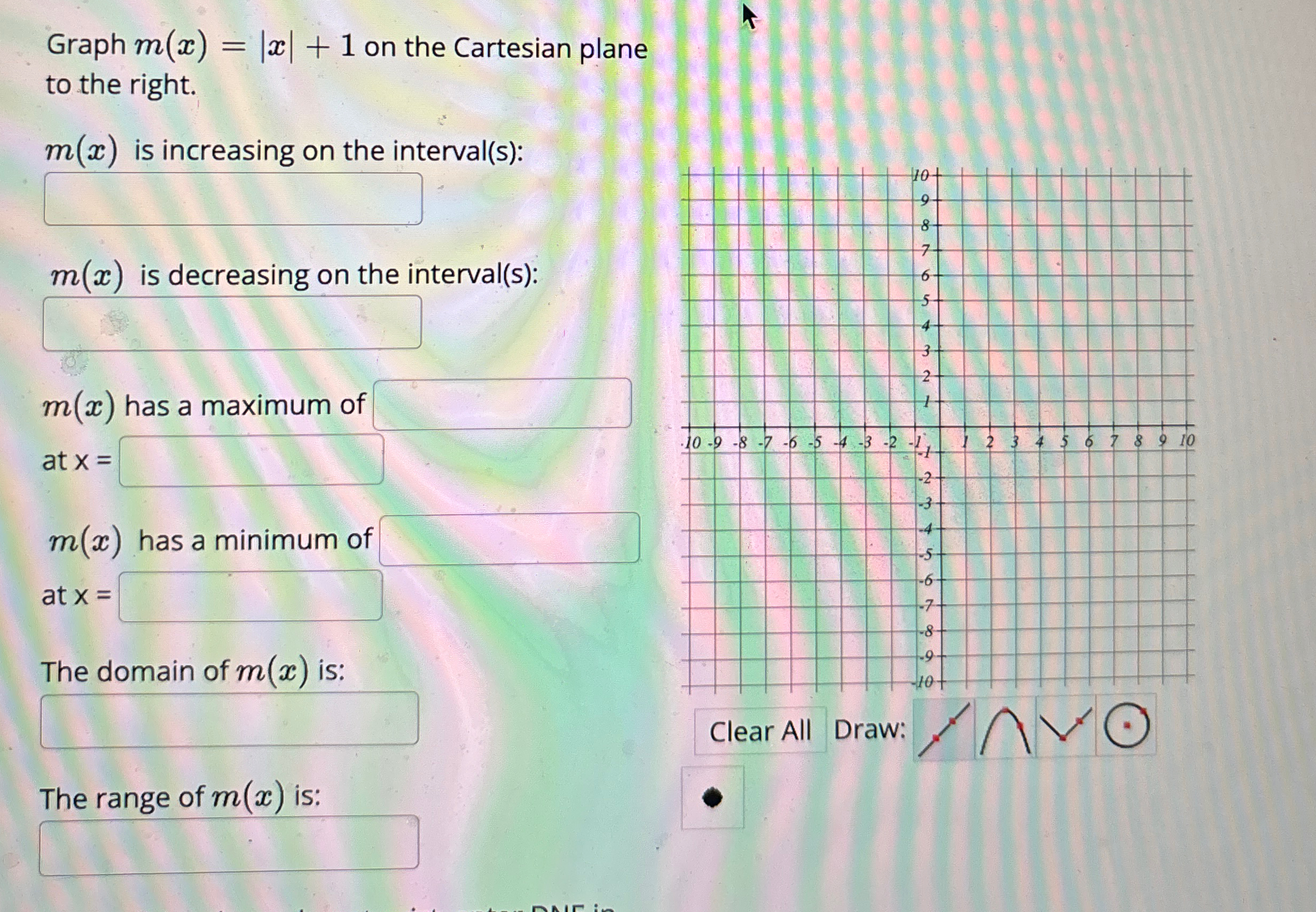 Solved Graph m(x)=|x|+1 ﻿on the Cartesian plane to the | Chegg.com