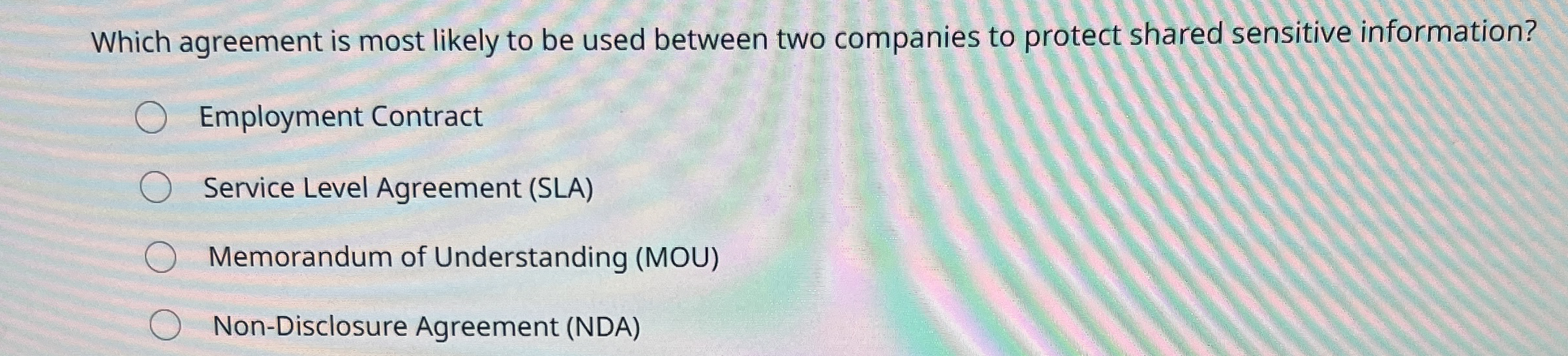 Solved Which agreement is most likely to be used between two | Chegg.com