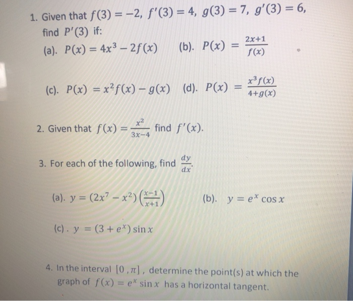 Solved 1 Given That F 3 2 F 3 4 G 3 7 G 3 Chegg Com