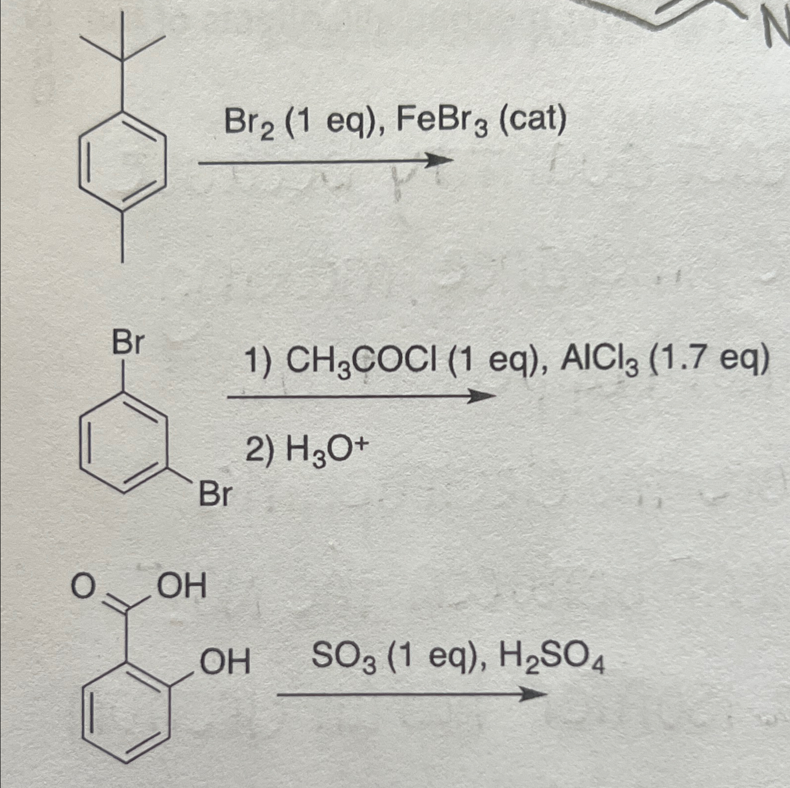 Solved CH3COCl (1 ﻿eq), AlCl3 (1.7 ﻿eq)H3O+→SO3(1eq),H2SO4 | Chegg.com