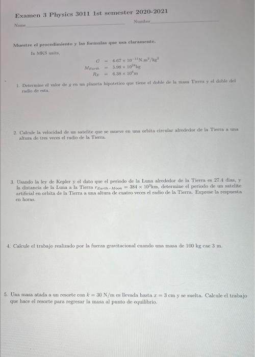 Muestre ol procediminate y las formalan que una claramente. In.MKS anithy \[ \begin{aligned} C & =6.67 \times 10^{-11} \mathr