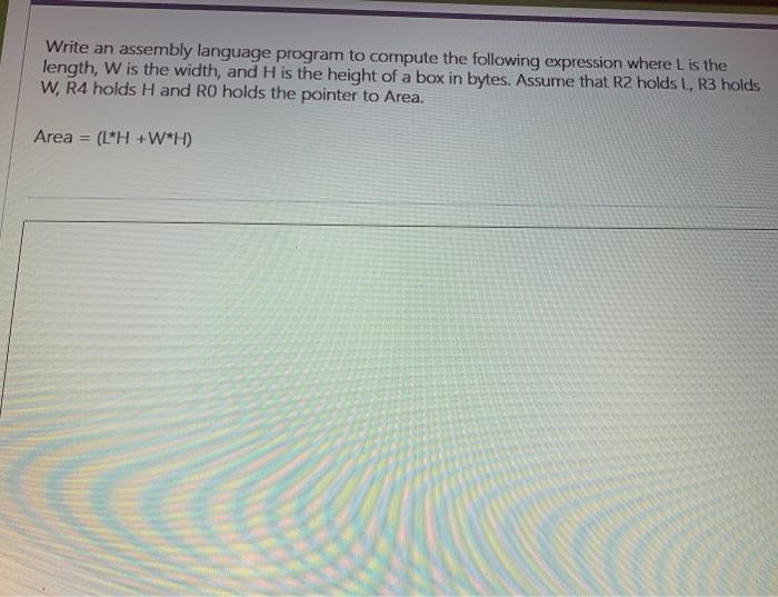 Solved Write an assembly language program to compute the | Chegg.com