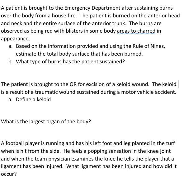 Solved A patient is brought to the Emergency Department | Chegg.com