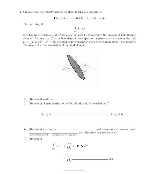 Solved 4. Suppose That The Velocity Field Of The Fluid | Chegg.com