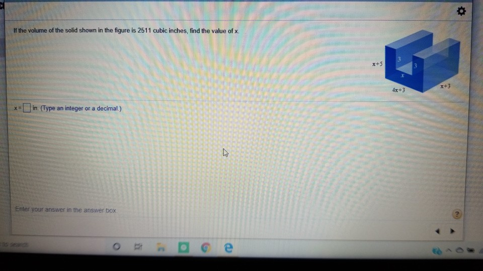 Solved If the volume of the solid shown in the figure is | Chegg.com