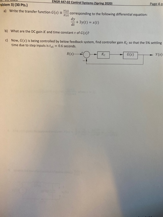 Solved ENGR 447-02 Control Systems (Spring 2020) Page 40 | Chegg.com