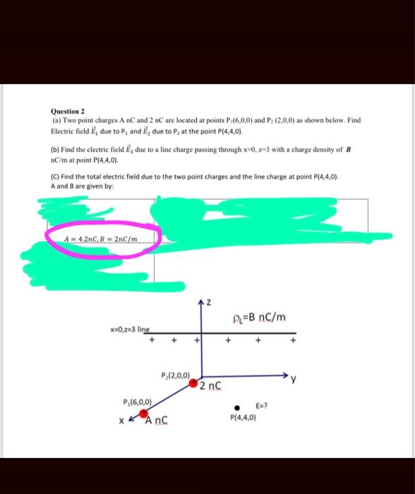 Solved Question 2 A Two Point Charges A N And 2 Nc Are Chegg Com