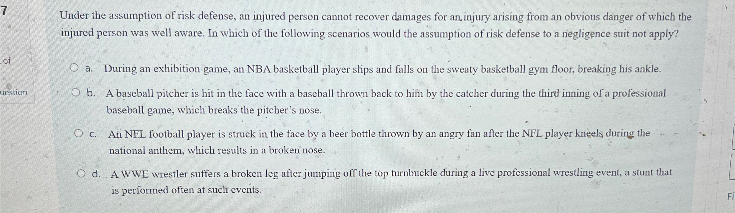 Solved Under the assumption of risk defense, an injured