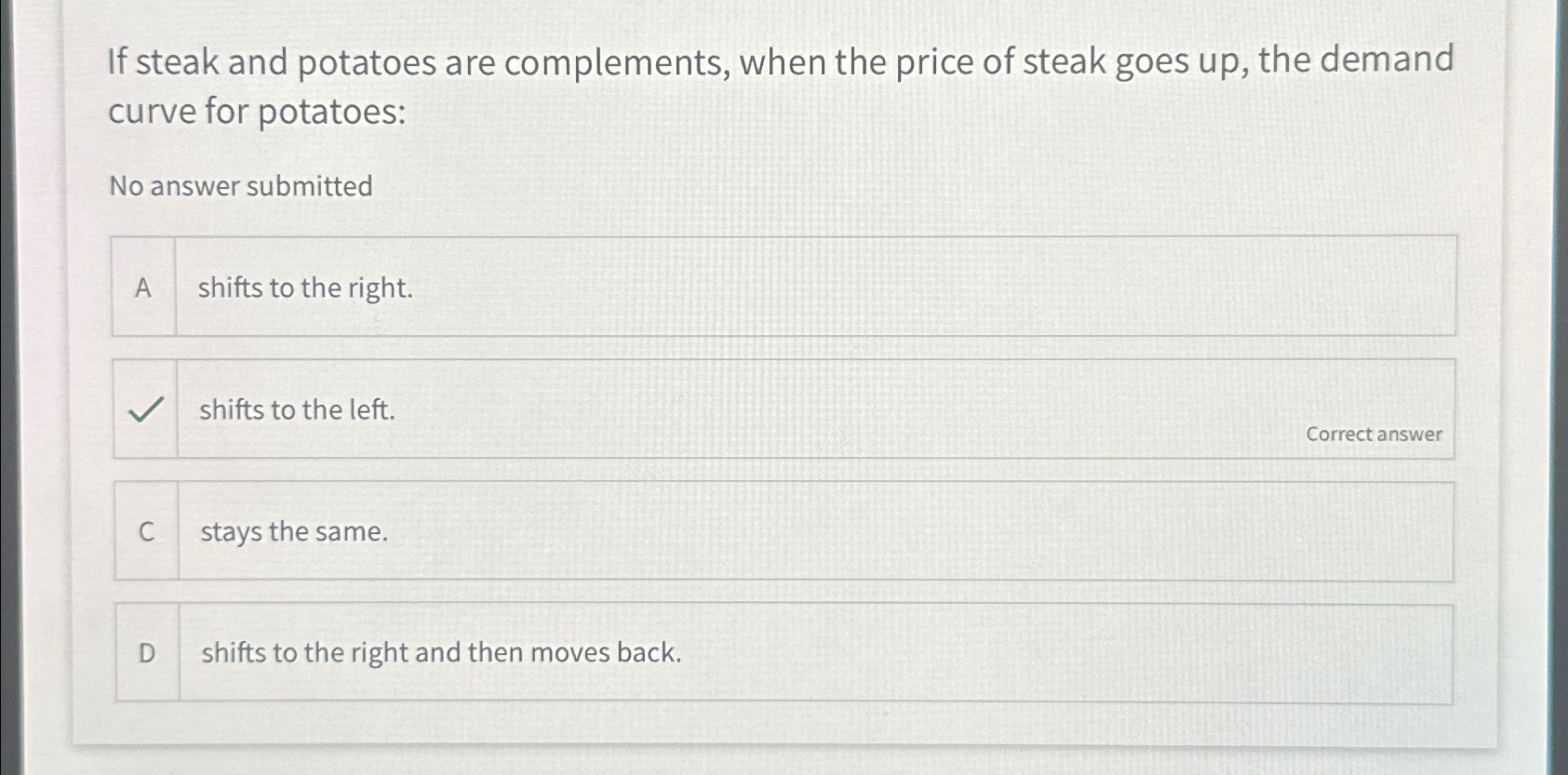 Solved If steak and potatoes are complements, when the price