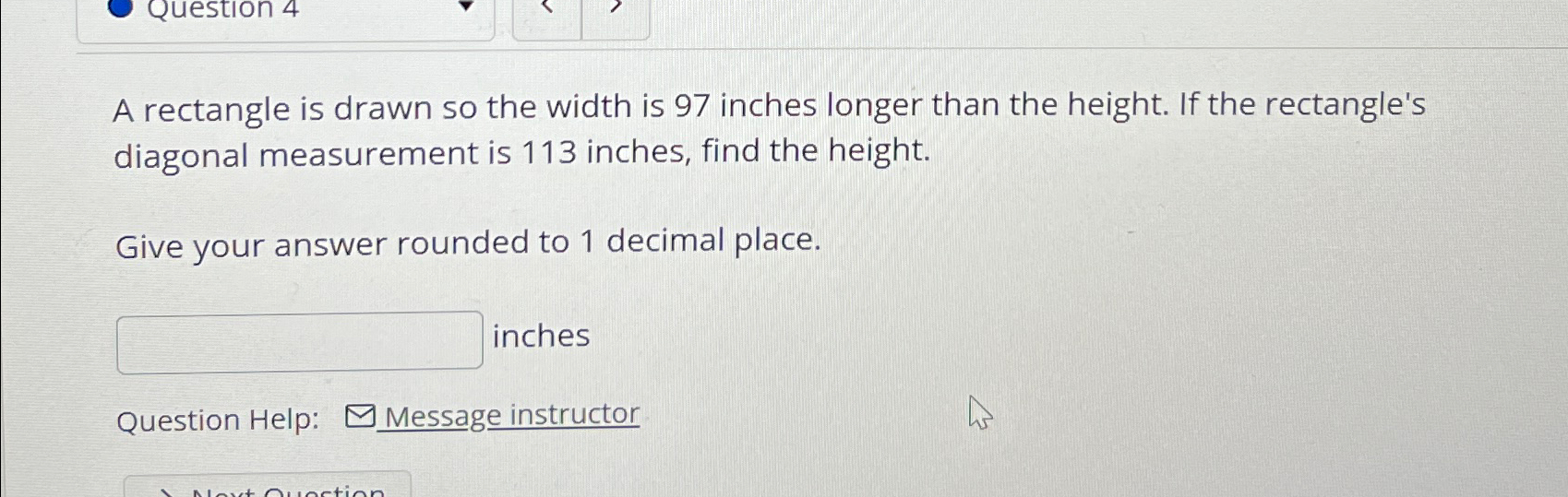 Solved A rectangle is drawn so the width is 97 ﻿inches | Chegg.com