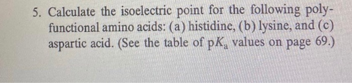 Solved 5. Calculate the isoelectric point for the following | Chegg.com