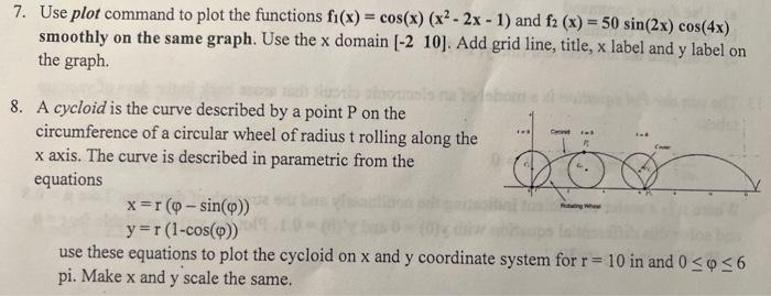 Solved 7. Use plot command to plot the functions | Chegg.com