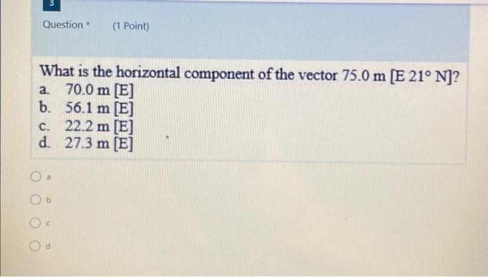 Solved What is the horizontal component of the vector 75.0 | Chegg.com