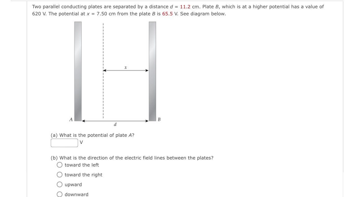 Solved Two parallel conducting plates are separated by a | Chegg.com