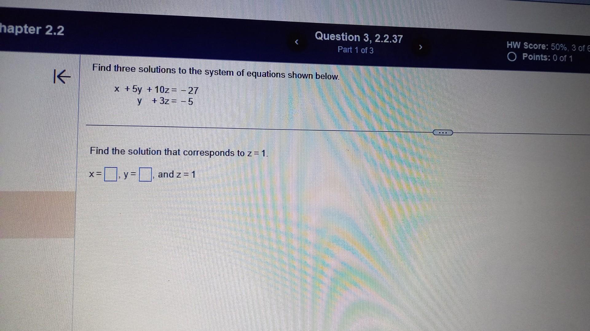 Solved Find Three Solutions To The System Of Equations Shown | Chegg.com