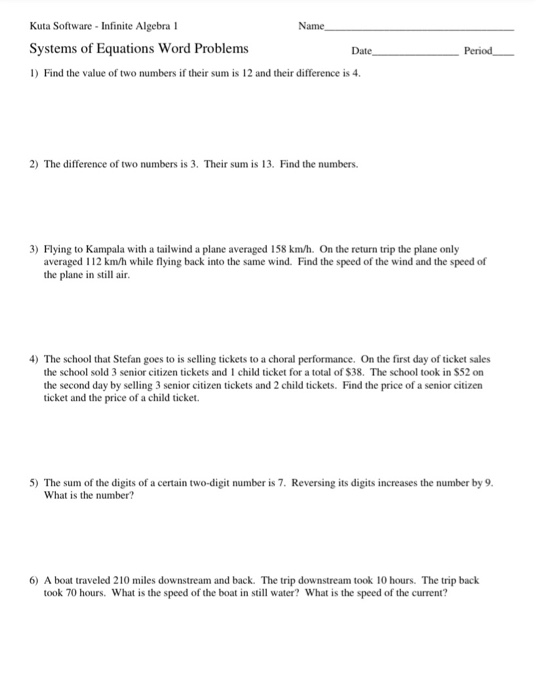 kuta software algebra 1 answers