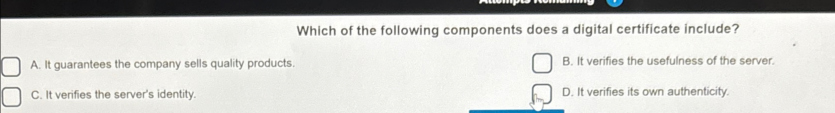 Solved Which of the following components does a digital | Chegg.com