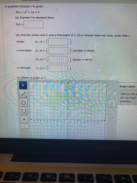 Solved A Quadratic Function Fis Given F X X2 4x 3