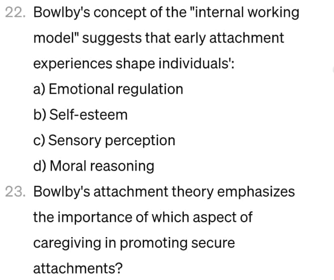 Solved Bowlby's concept of the 