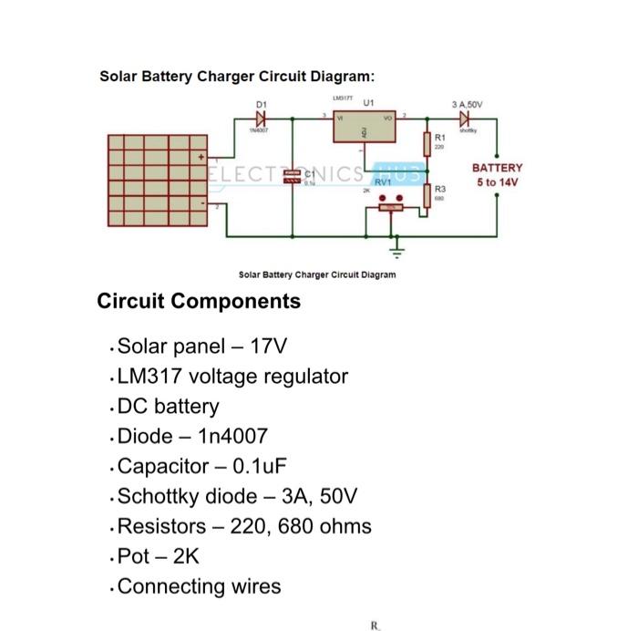 Solar Battery Charger Circuit Diagram: D1 U1 3 A 50V