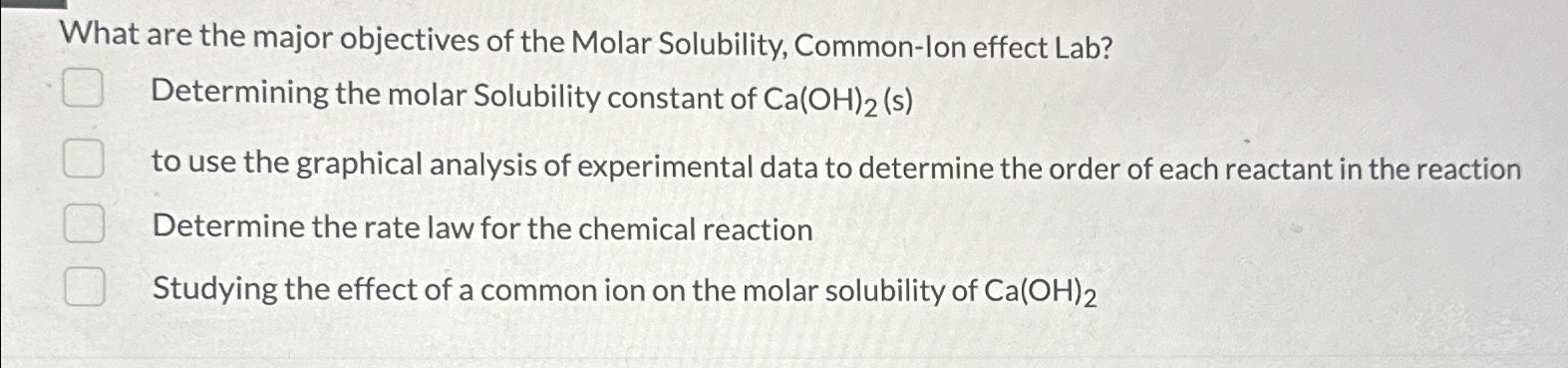molar solubility common ion effect lab
