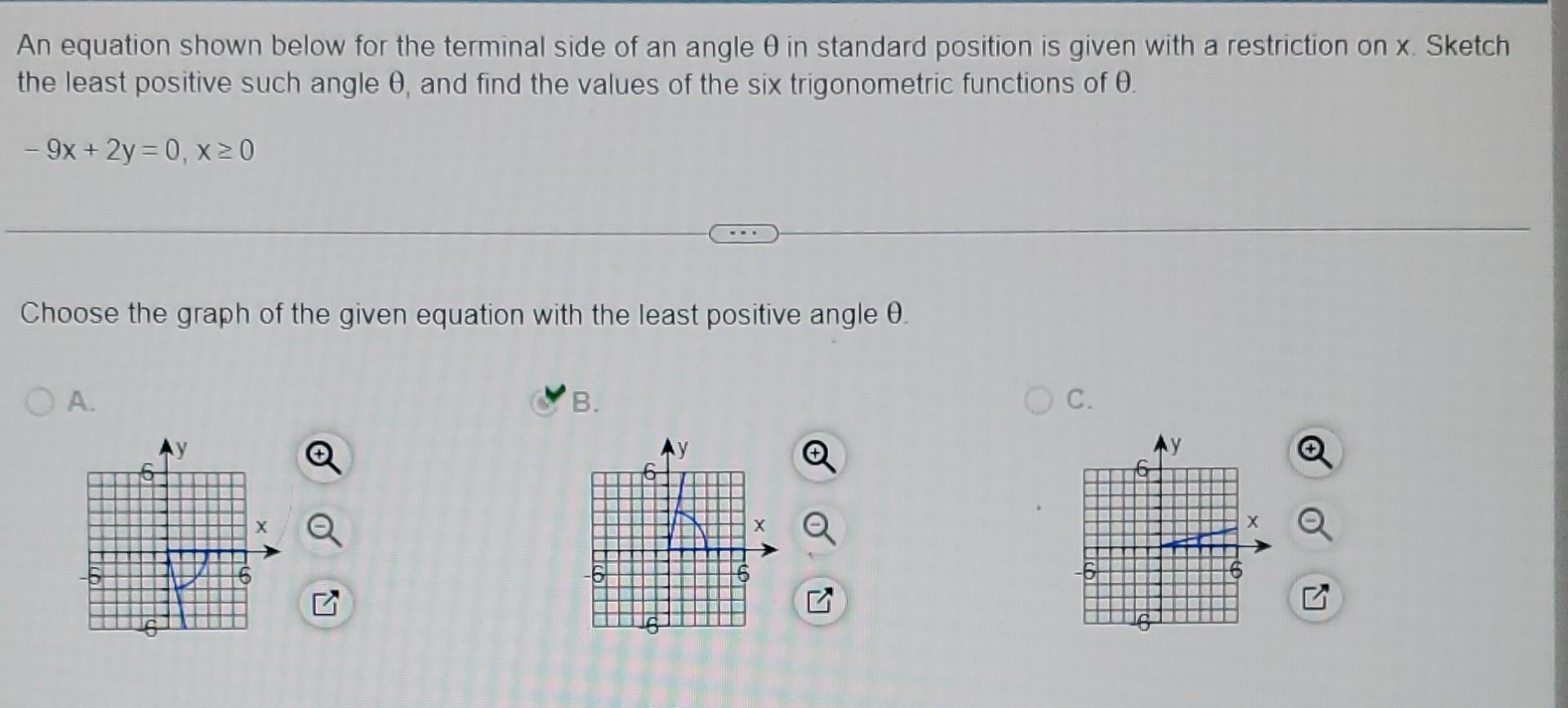 Solved An Equation Shown Below For The Terminal Side Of An | Chegg.com