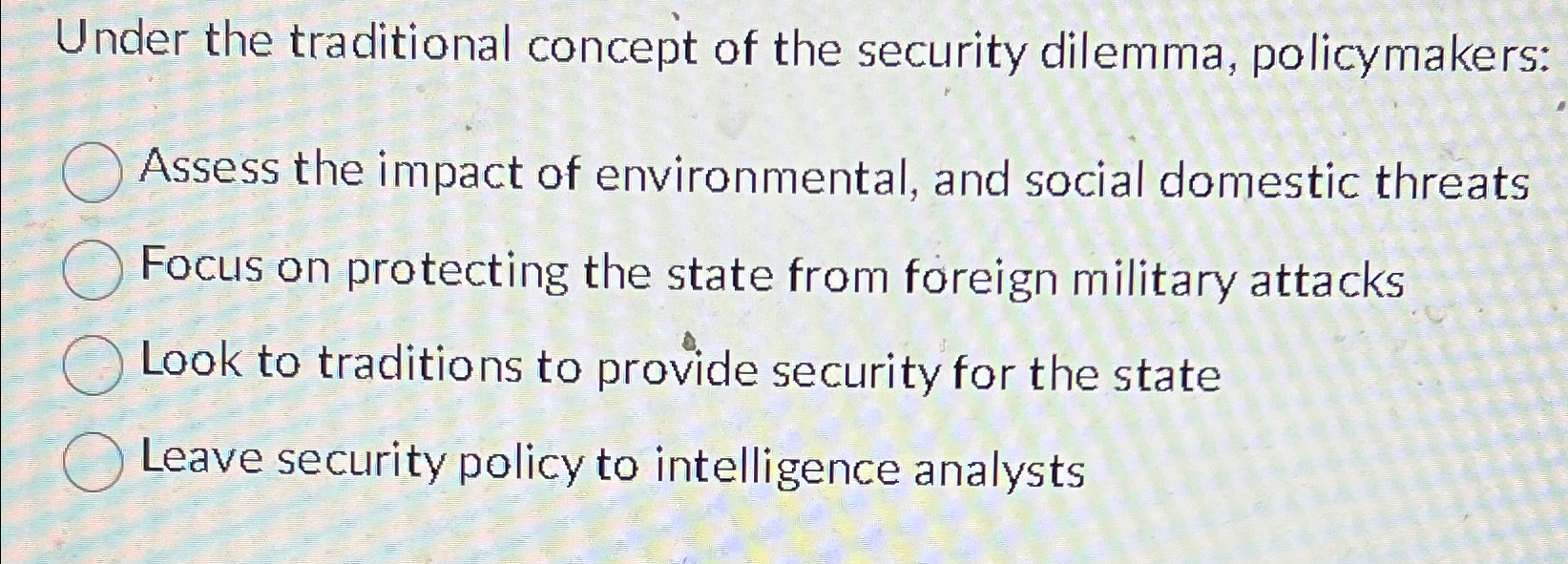 Solved Under the traditional concept of the security | Chegg.com