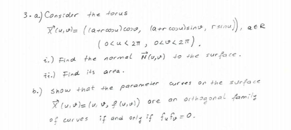 Solved Cer 3 A Consider The Torus Ycu Ve A Rcosulco Chegg Com