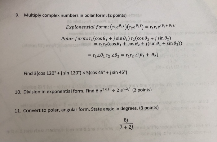 Solved 9 Multiply Complex Numbers In Polar Form 2 Points 1271