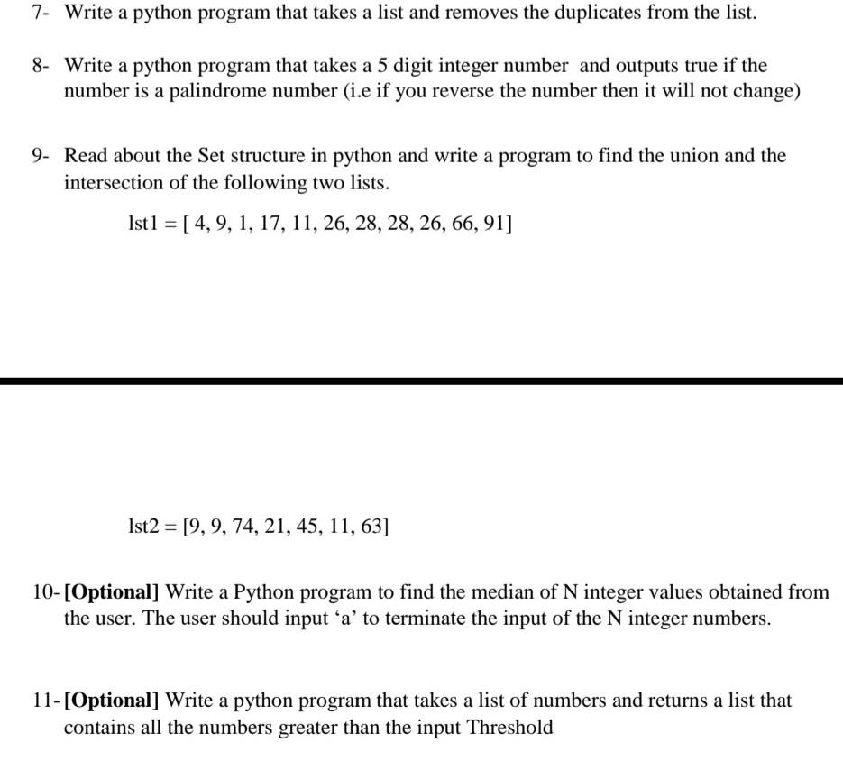 Solved 7- Write a python program that takes a list and | Chegg.com