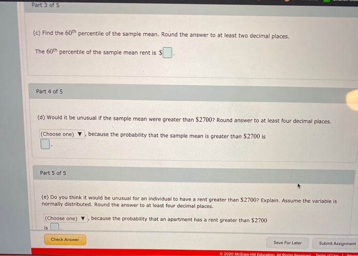 Solved Highrent district The mean monthly rent for a